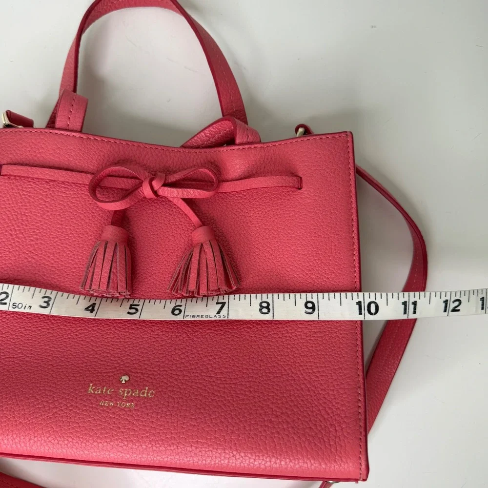 Kate Spade Hayes Street Satchel Pink Leather Bow Tassel Crossbody Preppy Small